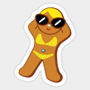 Tan Gingerbread Girl Holiday Sticker